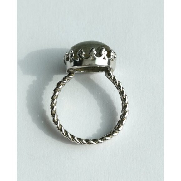 Cabochon Labradorite Ring in Sterling Silver Tudor Revival Design - Picture 3 of 9